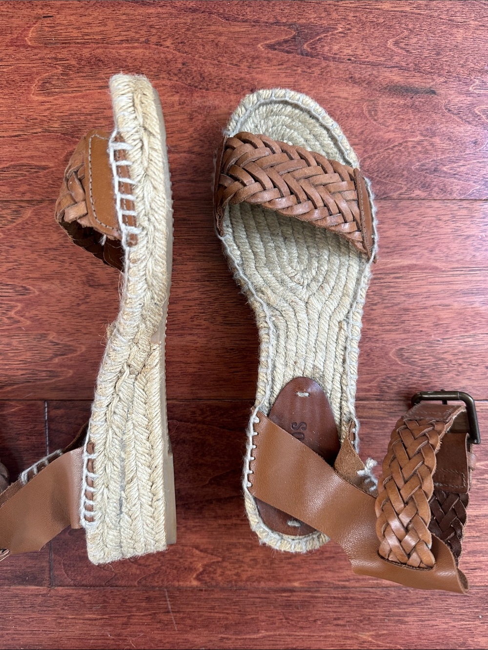 Women’s Braided Leather Tan Espadrille Sandals